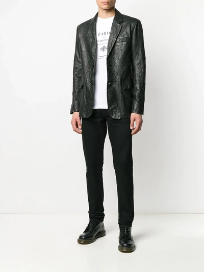Zadig & Voltaire Valfried Crinkle Leather Jacket In Black