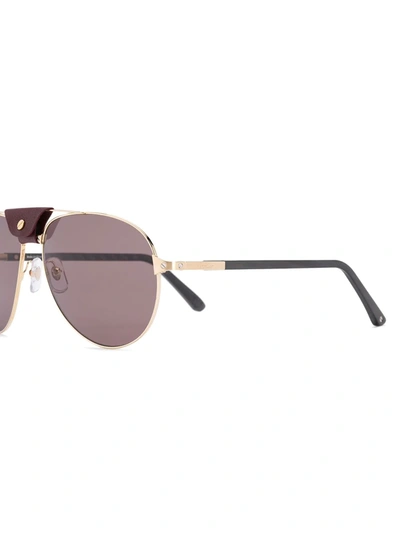 Shop Cartier Santos De  Pilot-frame Sunglasses In Gold