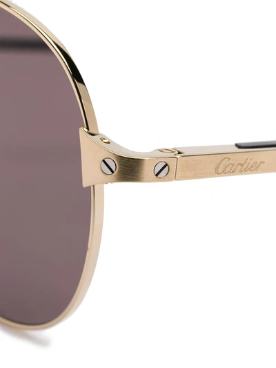 Shop Cartier Santos De  Pilot-frame Sunglasses In Gold