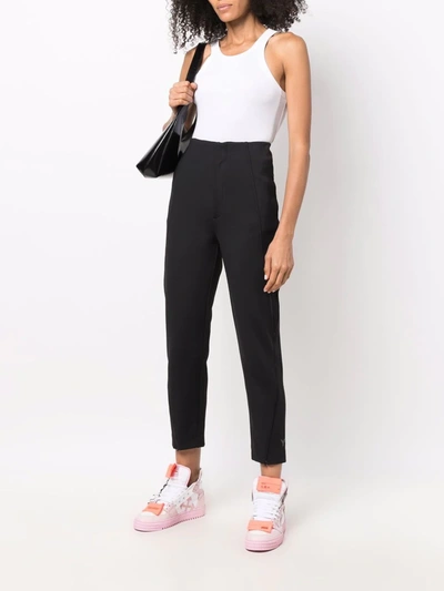 Shop Y-3 High-rise Straight-leg Cropped Trousers In Black