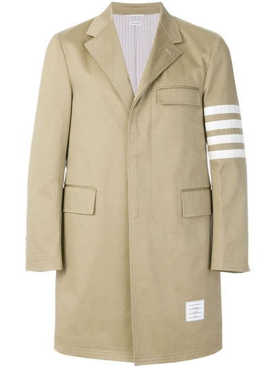 Shop Thom Browne Unconstructed 4-bar Stripe Classic Chesterfield Overcoat In Neutrals