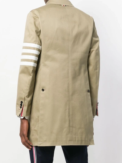 Shop Thom Browne Unconstructed 4-bar Stripe Classic Chesterfield Overcoat In Neutrals