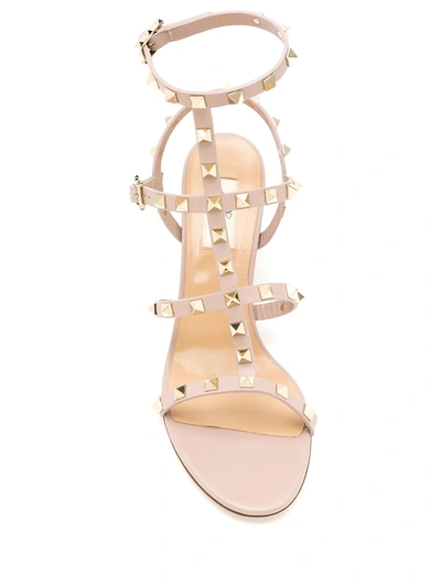 Shop Valentino Rockstud 60mm Ankle-strap Sandals In Neutrals