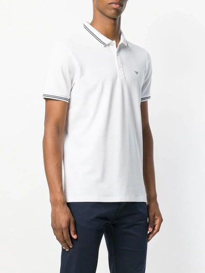 Shop Emporio Armani Short Sleeved Polo Shirt In White