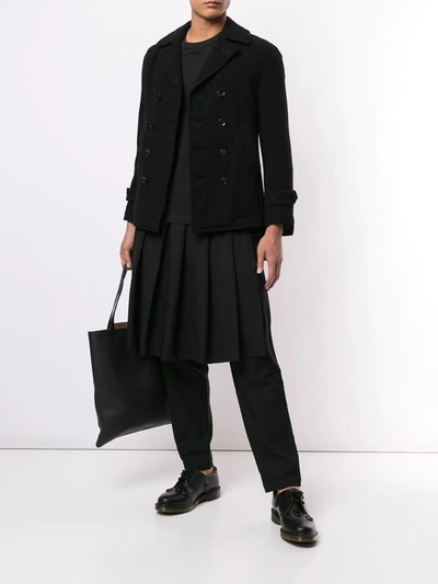 Shop Black Comme Des Garçons Pleated Skirt-panelled Trousers In Black