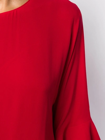 Shop Valentino Scalloped Hem Long Dress In Red