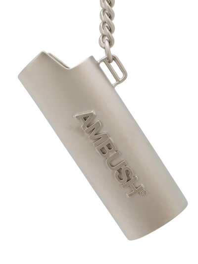 Shop Ambush Logo Lighter Case Keychain In Silver