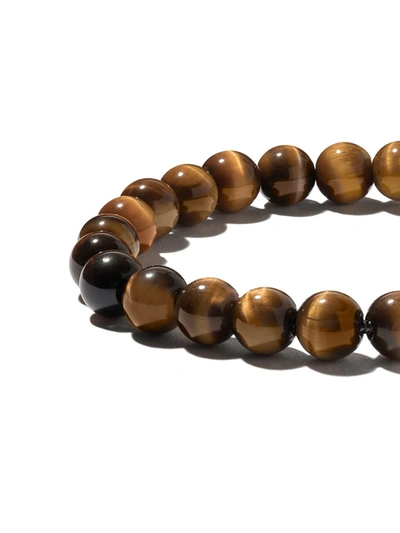 Shop David Yurman Sterling Silver Spiritual Beads Tiger Eye Bracelet In Brown