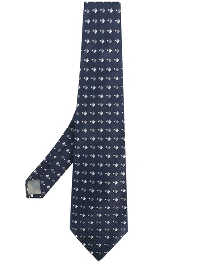 Pre-owned Versace Geometric Embroidered Tie In Blue