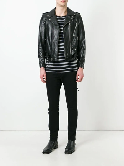 Shop Saint Laurent Signature Motorcycle Jacket In Black