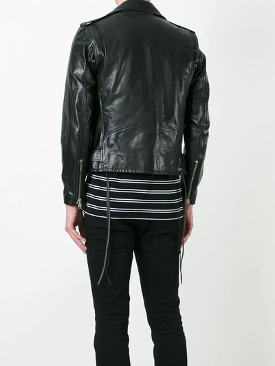 Shop Saint Laurent Signature Motorcycle Jacket In Black