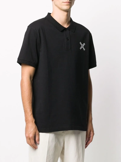 Shop Kenzo Logo-embroidered Polo Shirt In Black