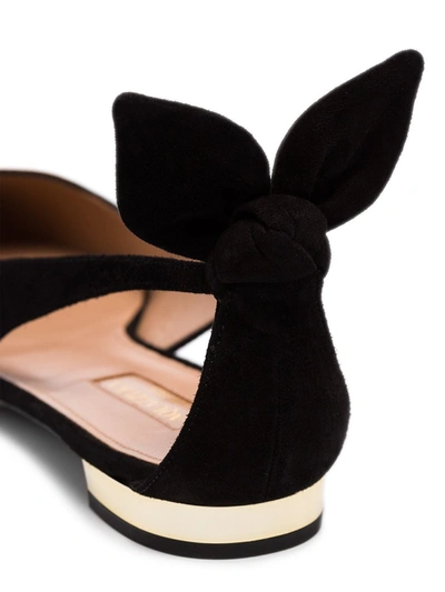 Shop Aquazzura Bow Tie Ballerina Shoes In Black