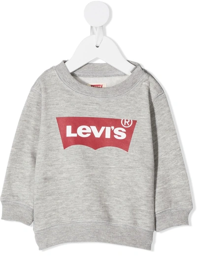 Shop Levi's Long-sleeved Logo Print Jumper In Grey