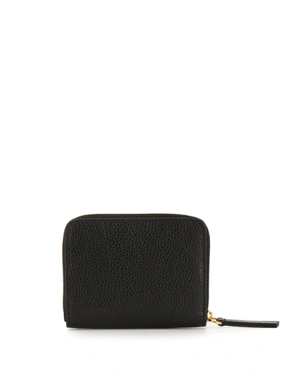 Shop Mulberry Logo Plaque Zip-around Purse In Black