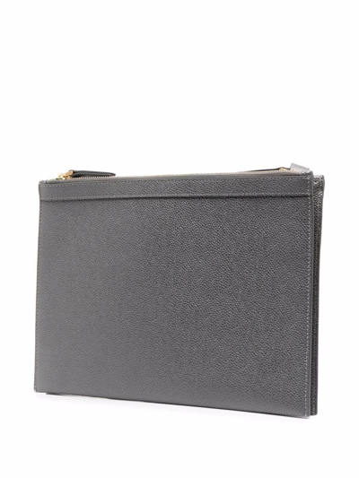 Shop Thom Browne Double Zip Crossbody Bag In Grey