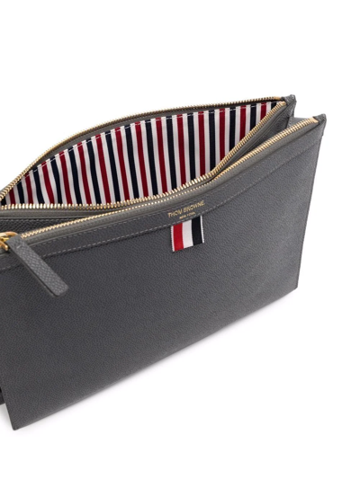 Shop Thom Browne Double Zip Crossbody Bag In Grey