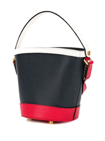 Shop Thom Browne Fun Mix Leather Sand Bucket Bag In Blue