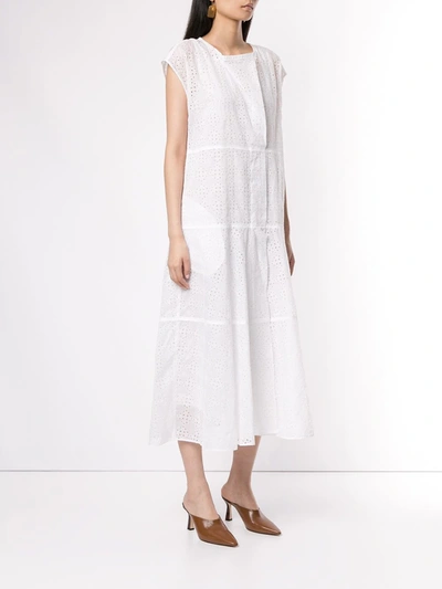 Shop Jil Sander Sleeveless Poplin Midi Dress In White