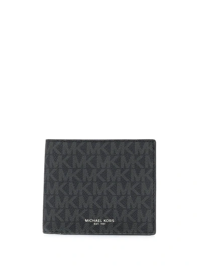 Shop Michael Kors Logo Print Billfold Wallet In Black