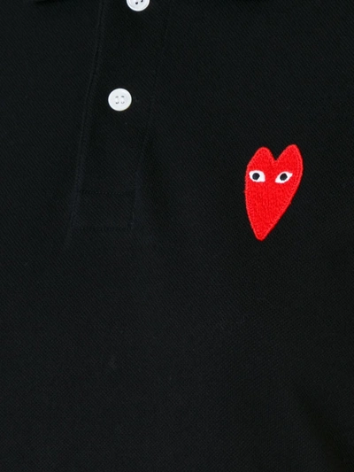 Shop Comme Des Garçons Play Heart Logo Polo Shirt In Black