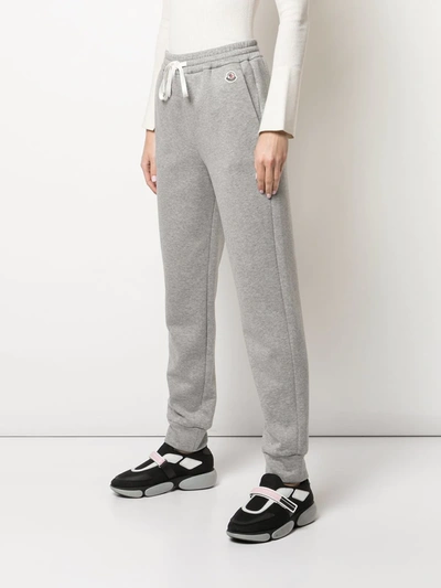 Shop Moncler Drawstring Waist Track Pants In Grey