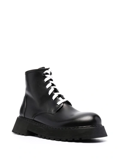 Shop Marsèll Lace-up Leather Ankle Boots In Black