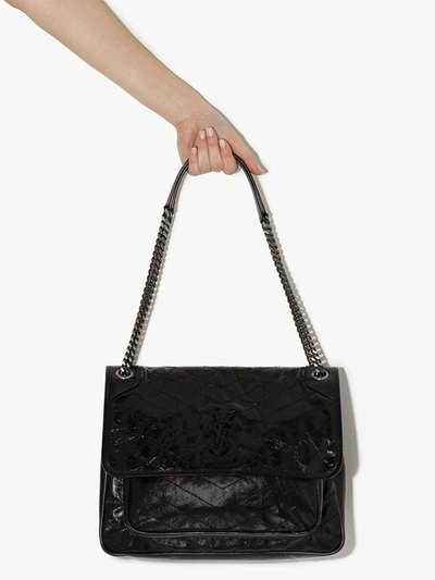 Shop Saint Laurent Medium Niki Chain Shoulder Bag In Black