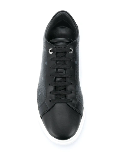 Shop Mcm Monogram-print Low-top Sneakers In Black