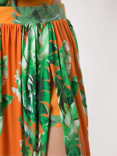 Shop Amir Slama Printed Ruffle Skirt In Green