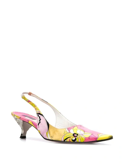Pre-owned Emilio Pucci 2000s Printed Pointed Sling-backs In Pink
