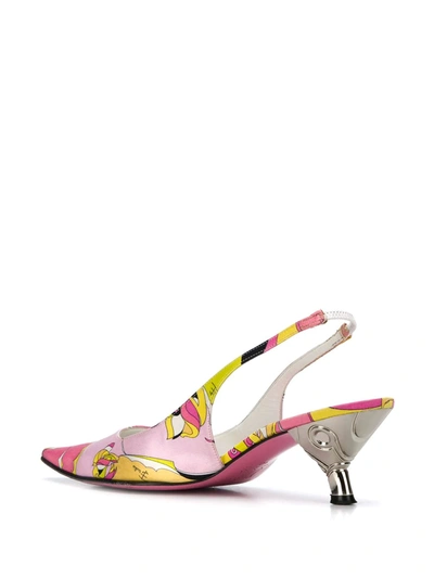 Pre-owned Emilio Pucci 2000s Printed Pointed Sling-backs In Pink