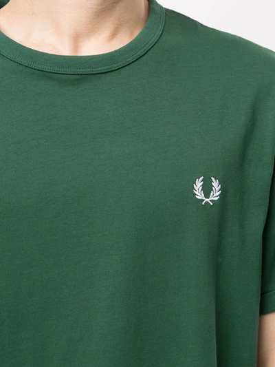 Shop Fred Perry Embroidered Logo Cotton T-shirt In Green
