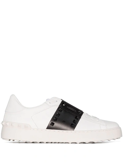 Valentino Open Sneakers With Contrasting Panel And Studded Heel In White