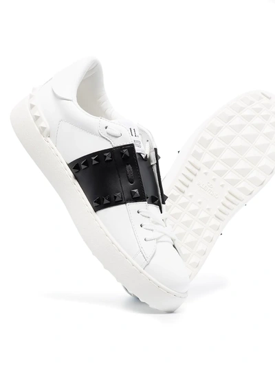 Shop Valentino Rockstud Untitled Leather Sneakers In White