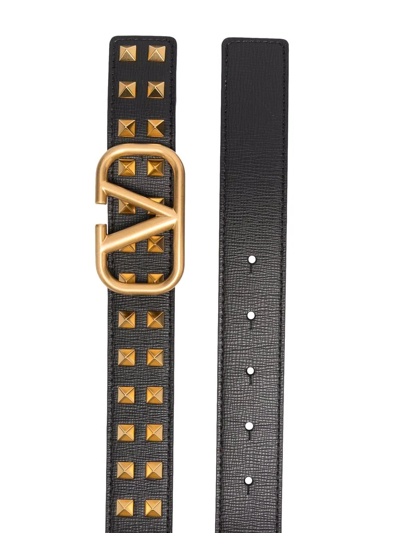 Shop Valentino Vlogo Rockstud-embellished Belt In Black