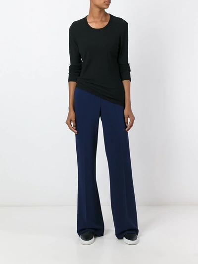 James Perse Round Neck Longsleeved T-shirt In Black