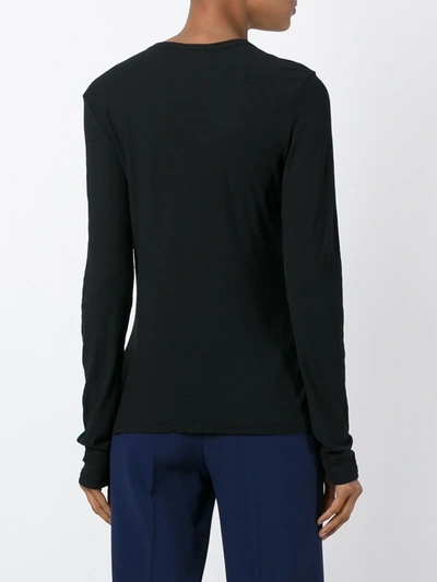 Shop James Perse Round Neck Longsleeved T-shirt In Black