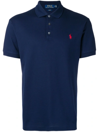 Polo Ralph Lauren Slim Fit Mesh Polo Shirt Man Polo Shirt Blue Size S Cotton In Blue