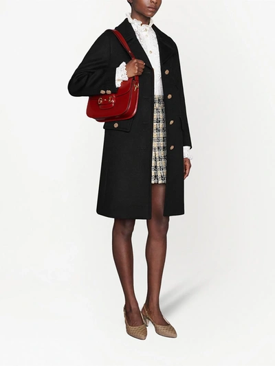 Shop Gucci Double G Embroidered Button-front Coat In Schwarz