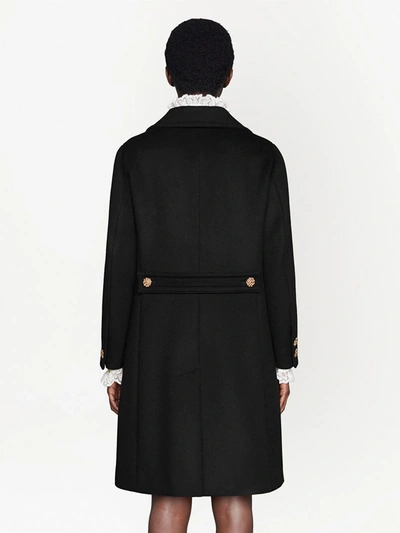 Shop Gucci Double G Embroidered Button-front Coat In Schwarz