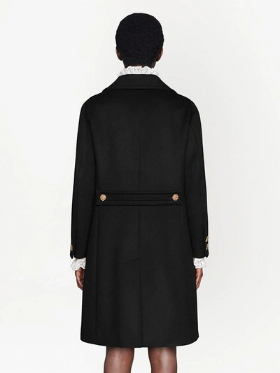 Gucci Double G Embroidered Button-front Coat In Schwarz