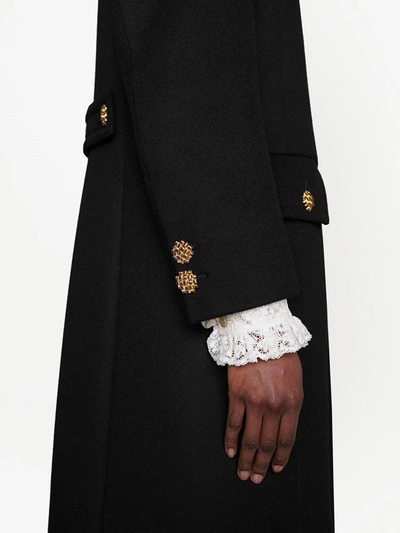 Shop Gucci Double G Embroidered Button-front Coat In Schwarz