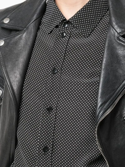 Shop Saint Laurent Polka Dot Silk Shirt In Black