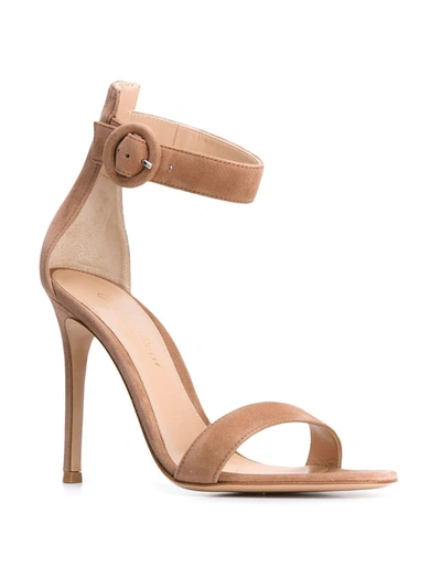 Shop Gianvito Rossi Portofino 105mm Suede Sandals In Neutrals