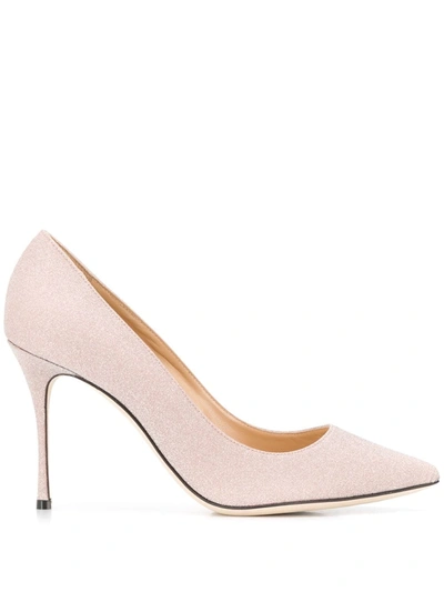 Shop Sergio Rossi Pointed Shimmer Pumps In Pink