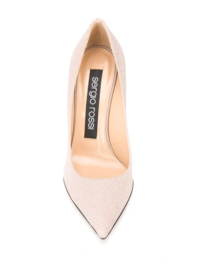 Shop Sergio Rossi Pointed Shimmer Pumps In Pink