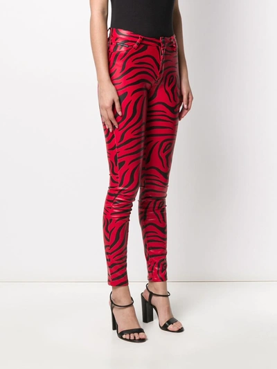Shop Philipp Plein Zebra Print Skinny Trousers In Red