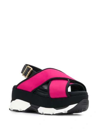 Shop Marni Platform Cross Strap Sandals In Pink