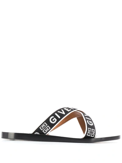 Shop Givenchy Crisscross Logo Sandals In Black